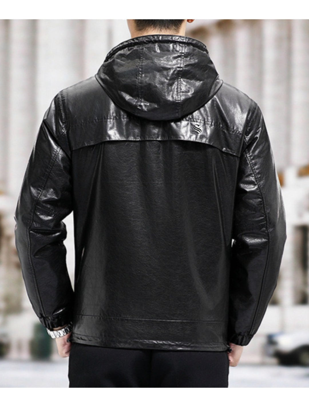 Vamp - Pu Leather Hoodie for Men - Sarman Fashion - Wholesale Clothing Fashion Brand for Men from Canada
