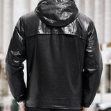 Vamp - Pu Leather Hoodie for Men - Sarman Fashion - Wholesale Clothing Fashion Brand for Men from Canada