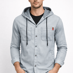 Vdussa - Long Sleeve Denim Shirt with Hood for Men - Sarman Fashion - Wholesale Clothing Fashion Brand for Men from Canada