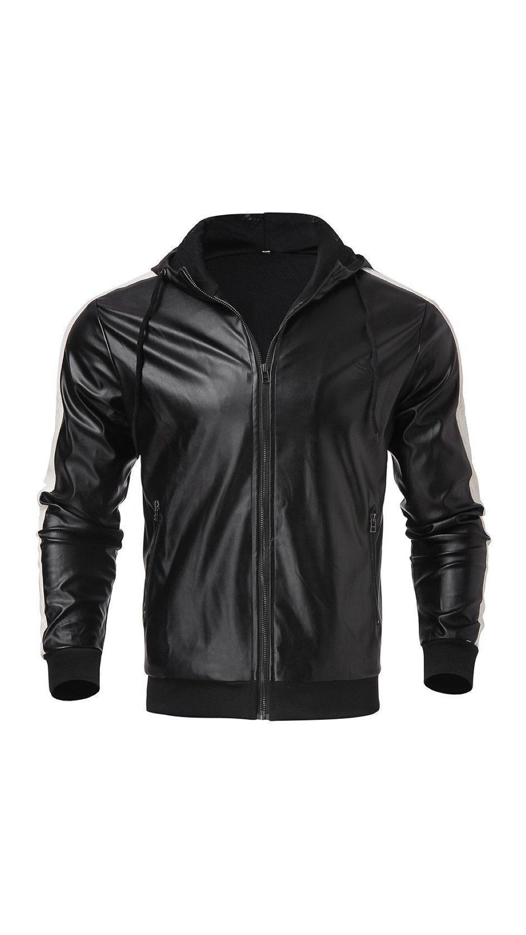 Vkuna - Pu Leather Hoodie for Men - Sarman Fashion - Wholesale Clothing Fashion Brand for Men from Canada