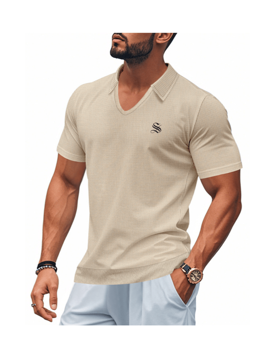VLHJK - V - Neck Polo Shirt for Men - Sarman Fashion - Wholesale Clothing Fashion Brand for Men from Canada