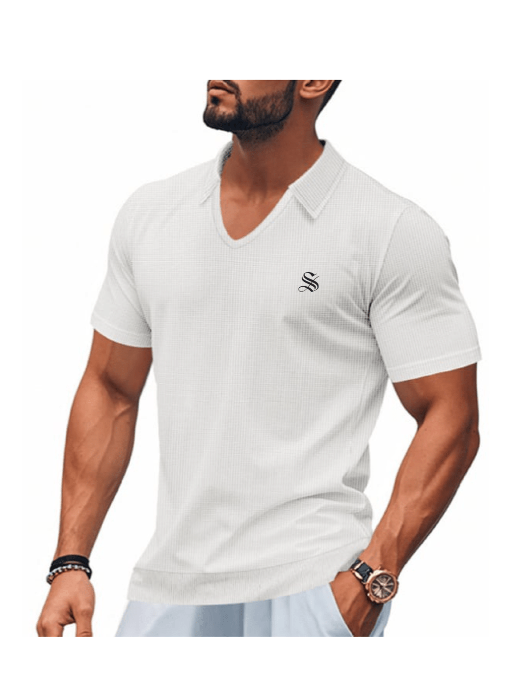 VLHJK - V - Neck Polo Shirt for Men - Sarman Fashion - Wholesale Clothing Fashion Brand for Men from Canada