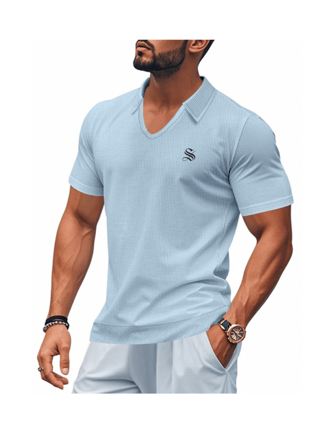 VLHJK - V - Neck Polo Shirt for Men - Sarman Fashion - Wholesale Clothing Fashion Brand for Men from Canada