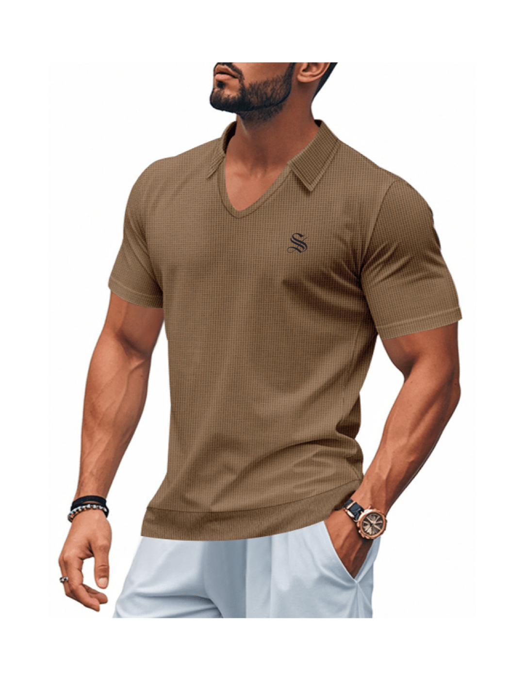 VLHJK - V - Neck Polo Shirt for Men - Sarman Fashion - Wholesale Clothing Fashion Brand for Men from Canada