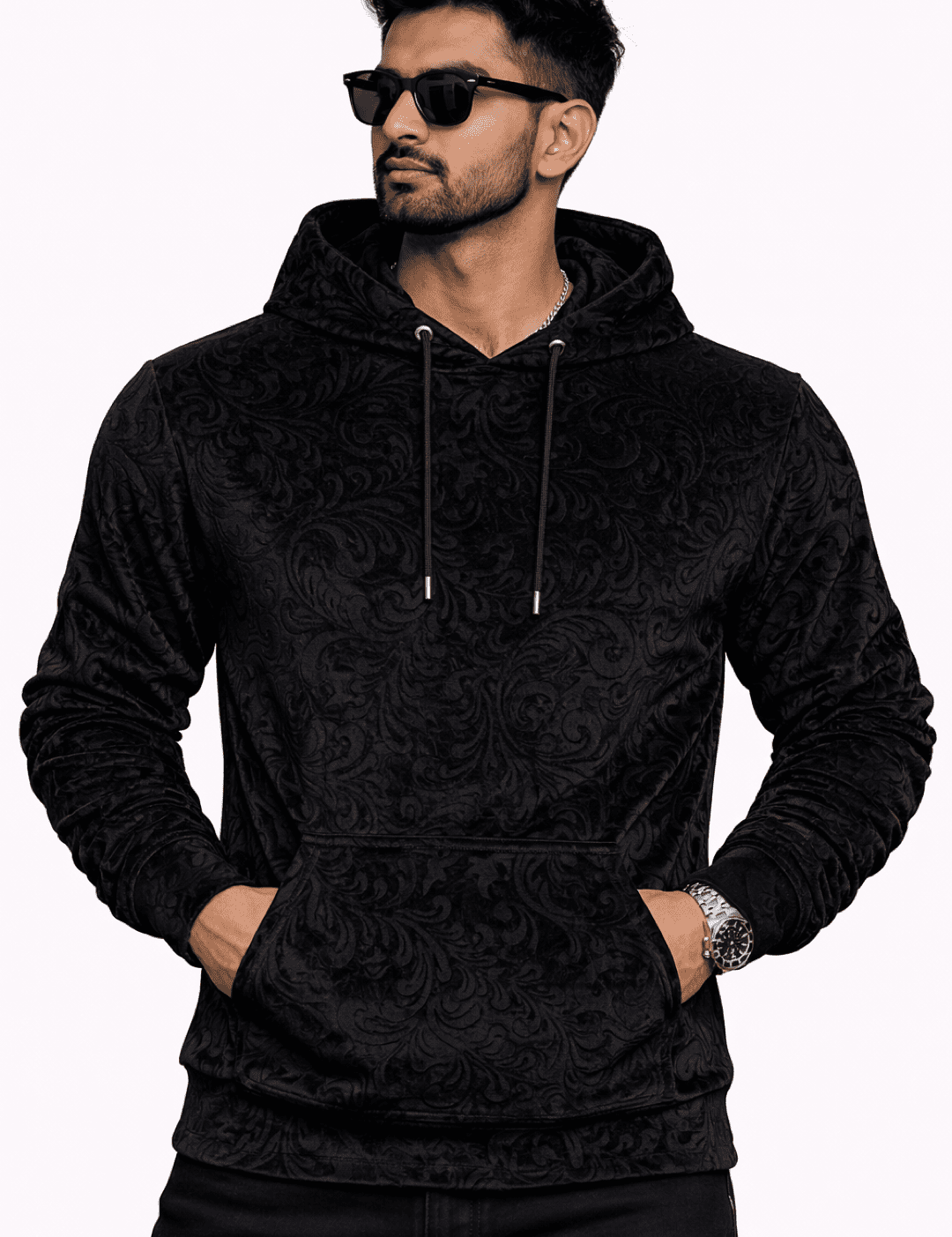 VoAzo 19 - Velvet Hoodie for Men - Sarman Fashion - Wholesale Clothing Fashion Brand for Men from Canada