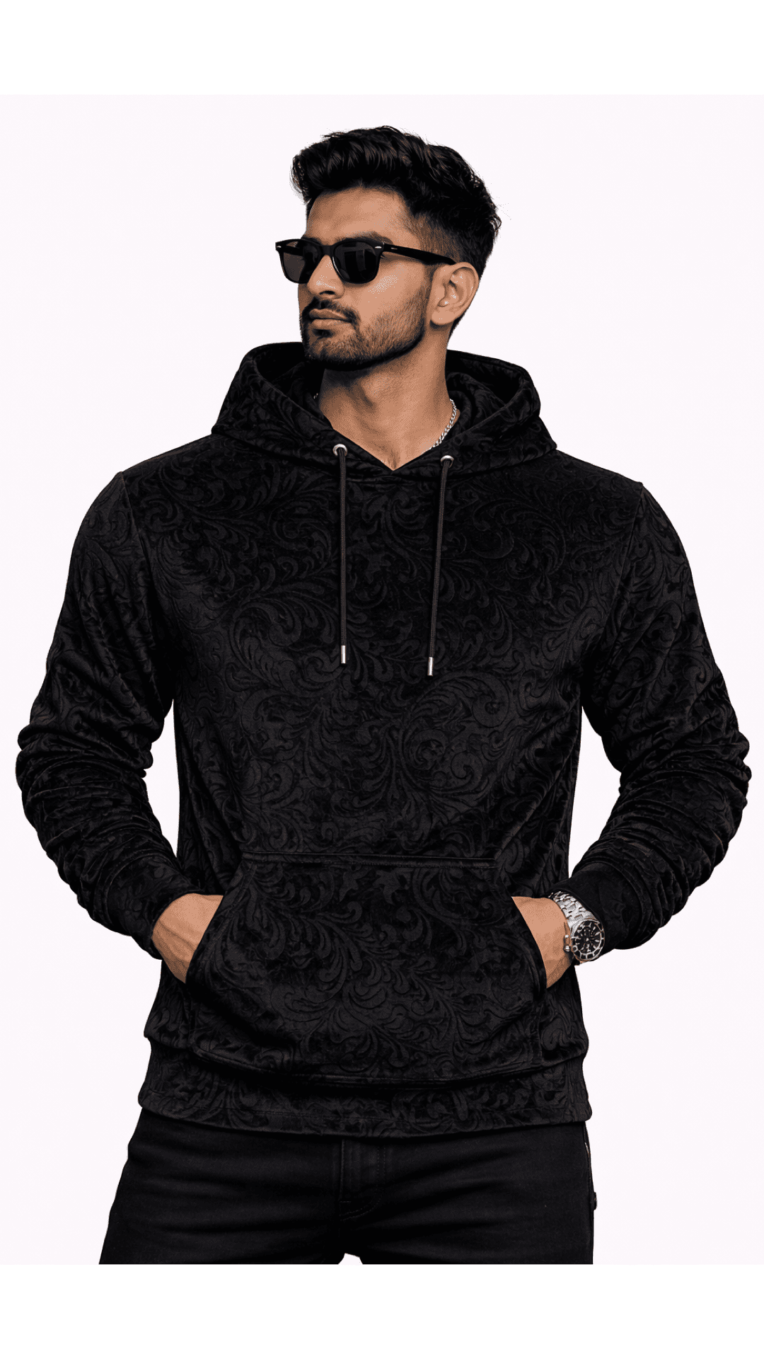 VoAzo 19 - Velvet Hoodie for Men - Sarman Fashion - Wholesale Clothing Fashion Brand for Men from Canada