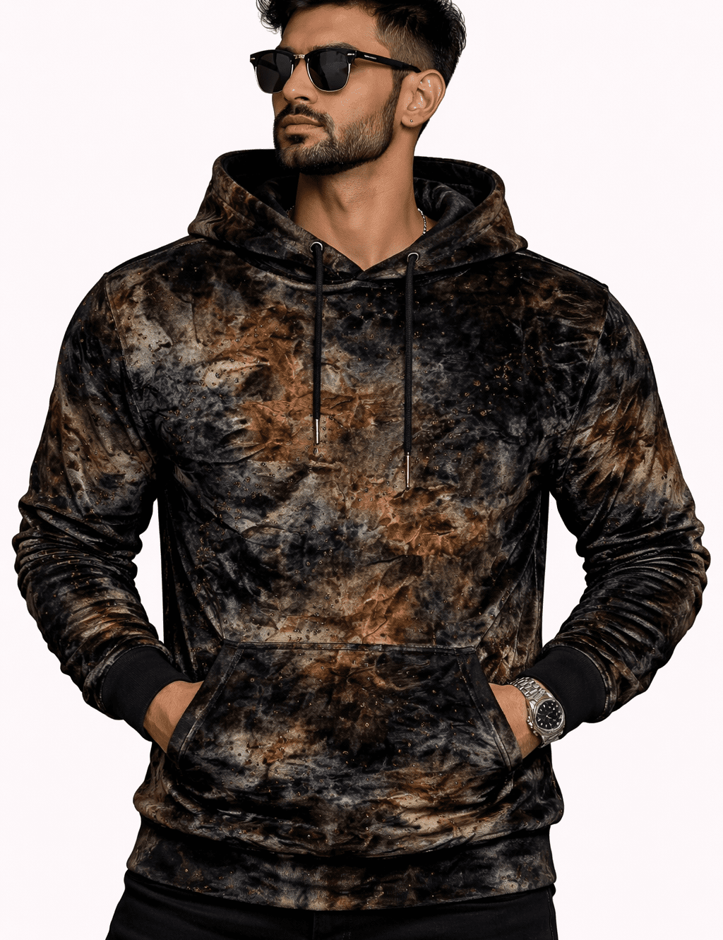VoAzo 20 - Velvet Hoodie for Men - Sarman Fashion - Wholesale Clothing Fashion Brand for Men from Canada