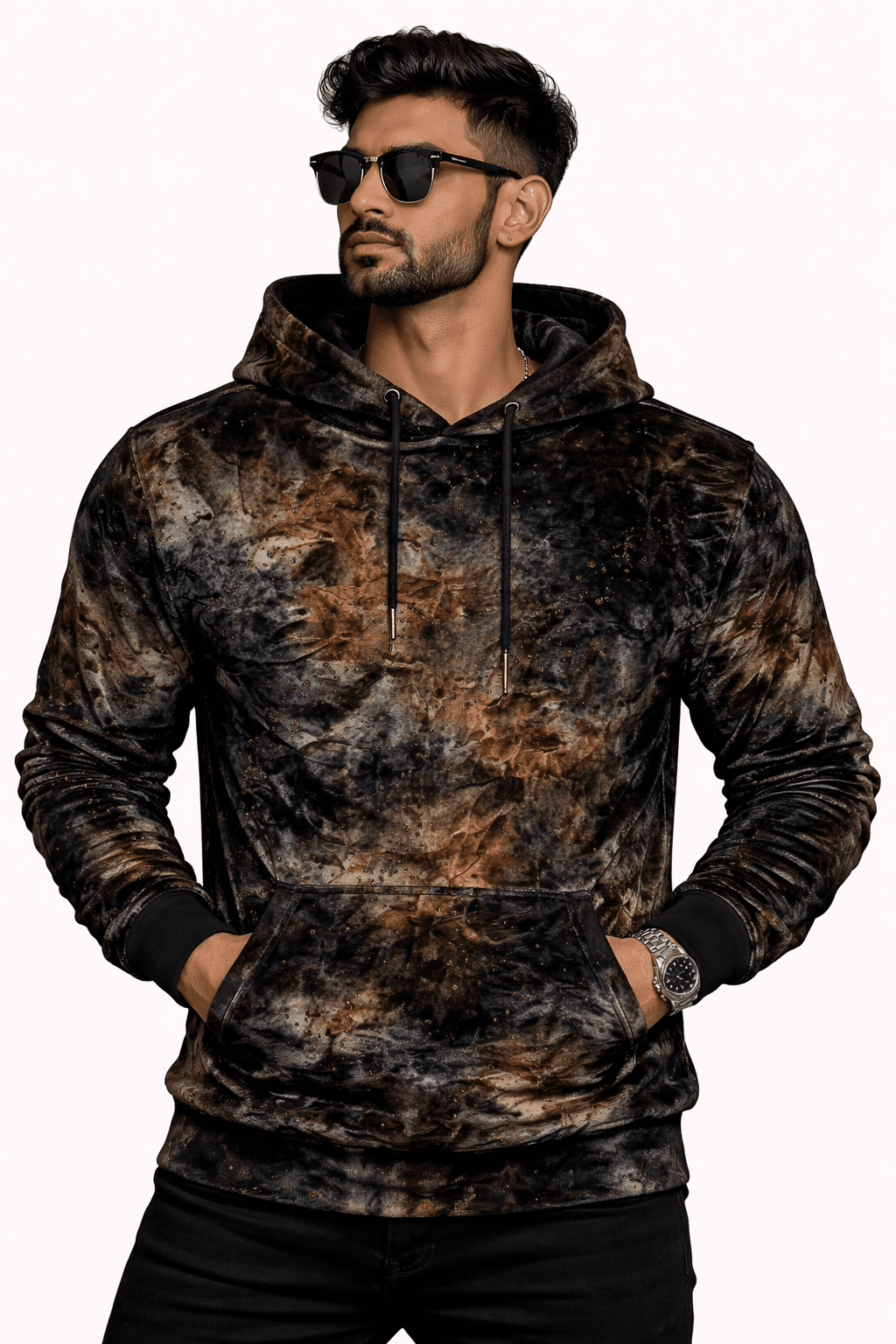VoAzo 20 - Velvet Hoodie for Men - Sarman Fashion - Wholesale Clothing Fashion Brand for Men from Canada