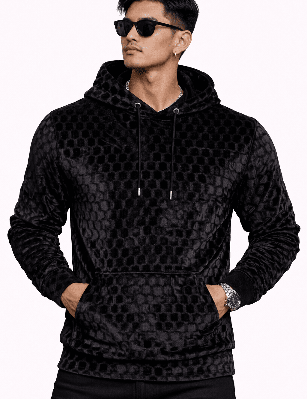 VoAzo 21 - Velvet Hoodie for Men - Sarman Fashion - Wholesale Clothing Fashion Brand for Men from Canada