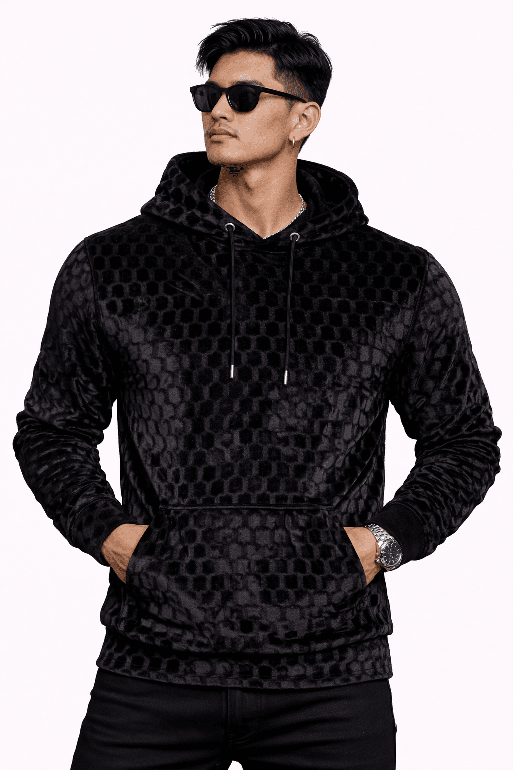 VoAzo 21 - Velvet Hoodie for Men - Sarman Fashion - Wholesale Clothing Fashion Brand for Men from Canada