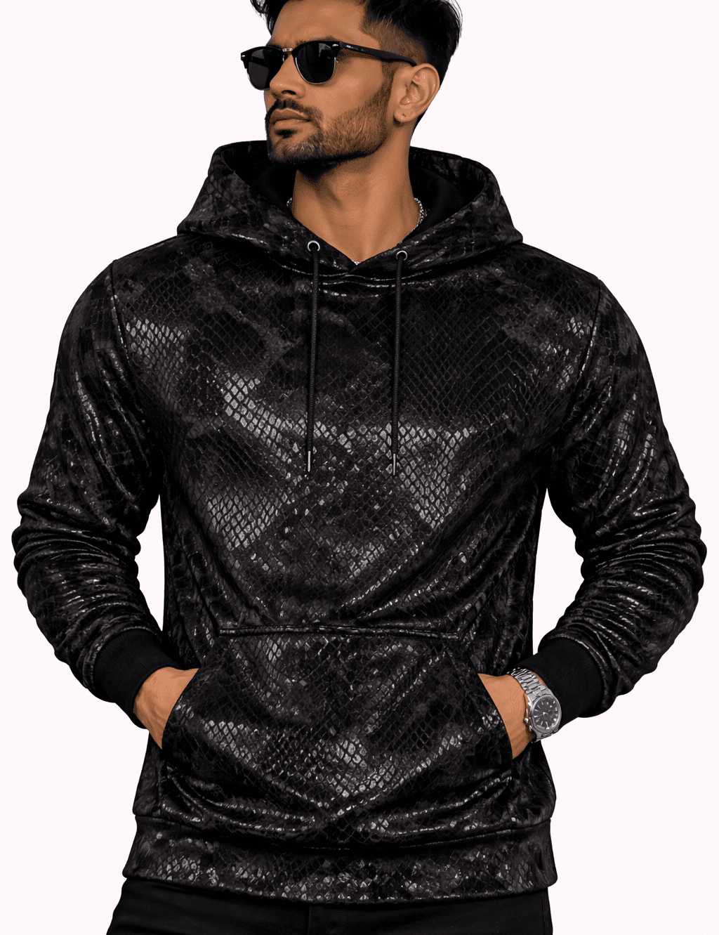 VoAzo 22 - Velvet Hoodie for Men - Sarman Fashion - Wholesale Clothing Fashion Brand for Men from Canada