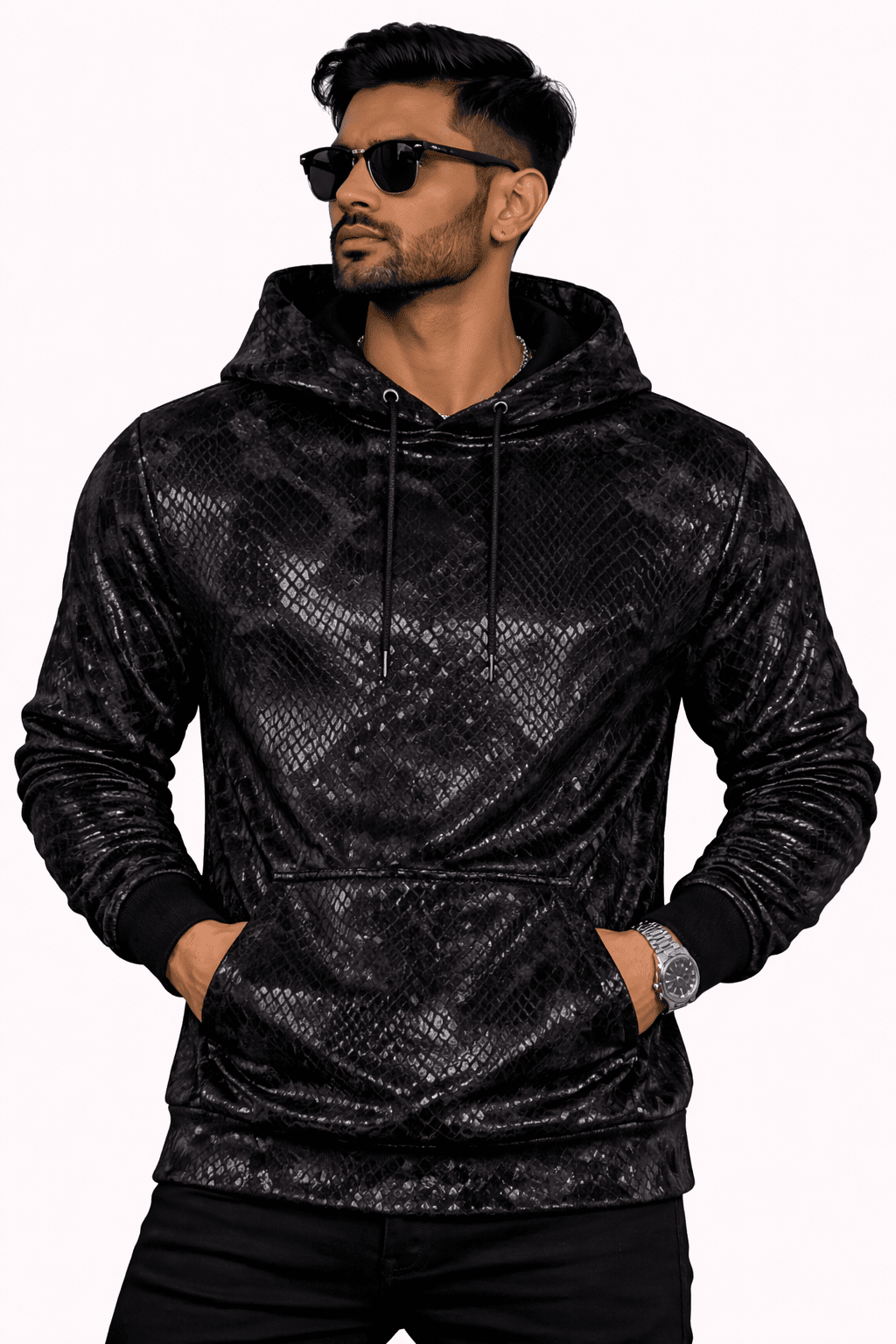 VoAzo 22 - Velvet Hoodie for Men - Sarman Fashion - Wholesale Clothing Fashion Brand for Men from Canada