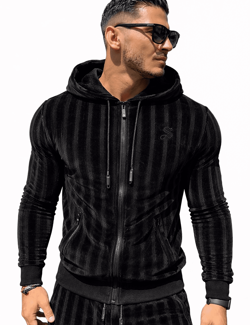 VoAzo 63 - Velvet Hoodie for Men - Sarman Fashion - Wholesale Clothing Fashion Brand for Men from Canada
