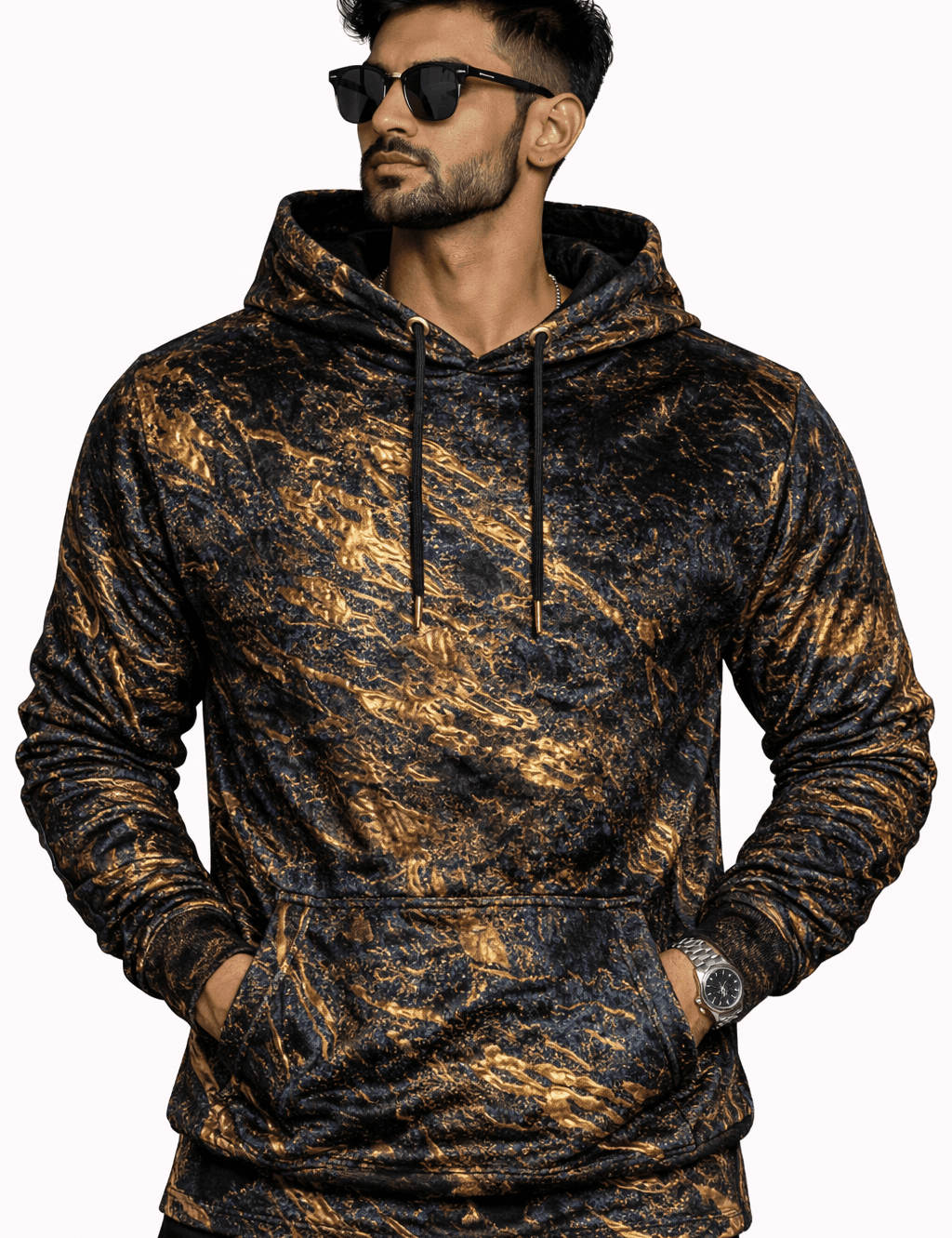 VoAzo 66 - Velvet Hoodie for Men - Sarman Fashion - Wholesale Clothing Fashion Brand for Men from Canada