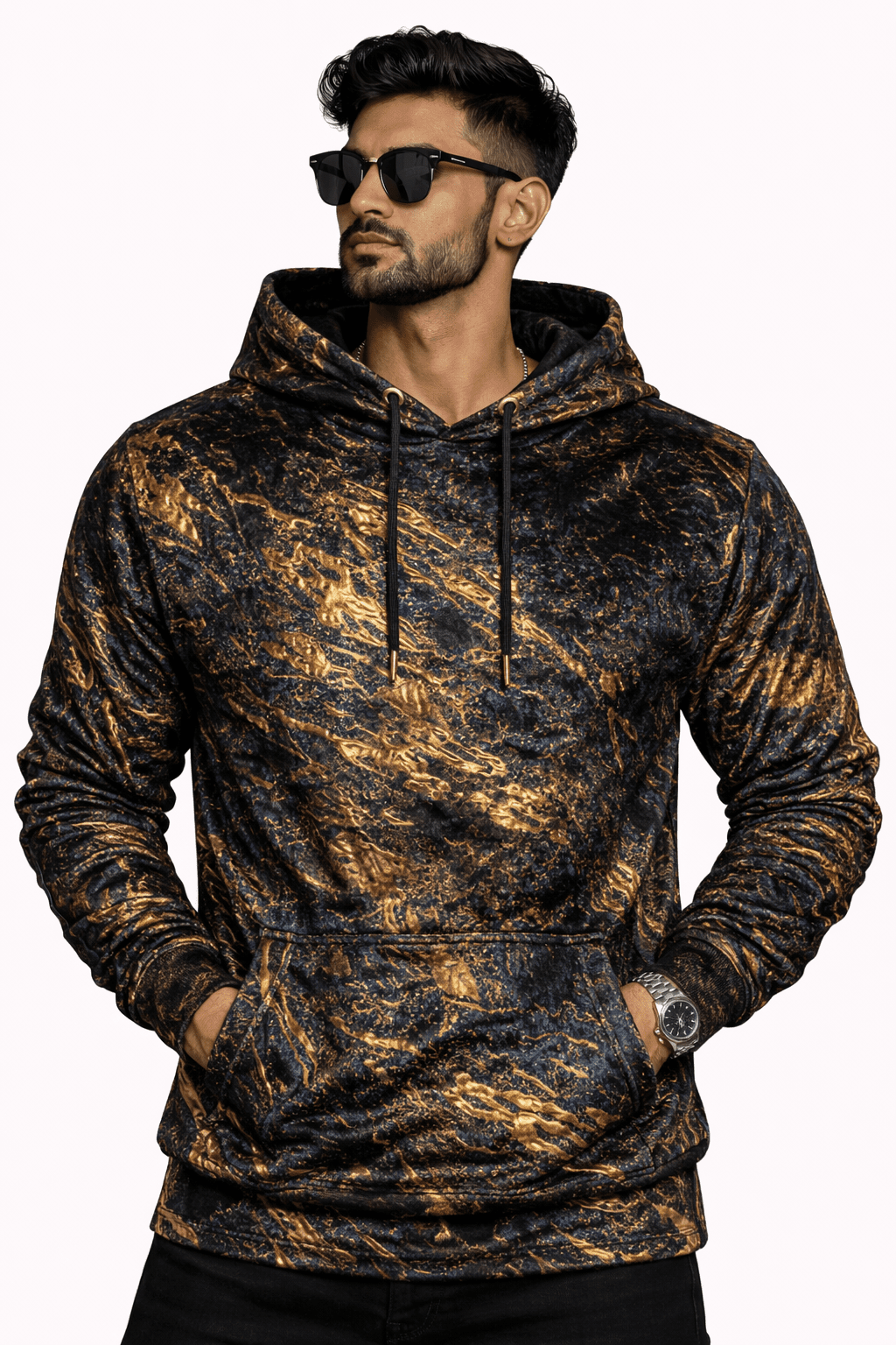 VoAzo 66 - Velvet Hoodie for Men - Sarman Fashion - Wholesale Clothing Fashion Brand for Men from Canada
