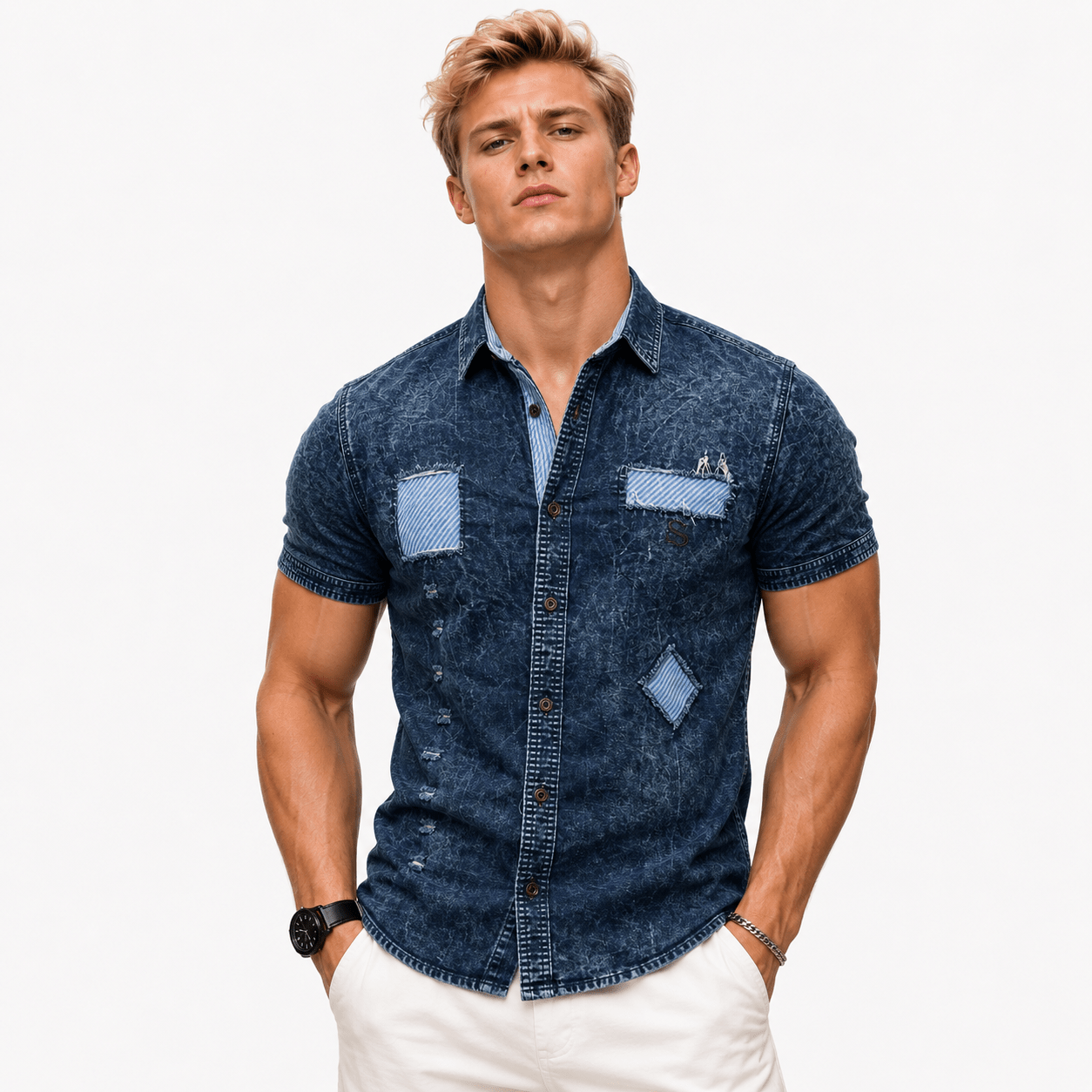 Wpuk - Short Sleeves Shirt for Men - Sarman Fashion - Wholesale Clothing Fashion Brand for Men from Canada