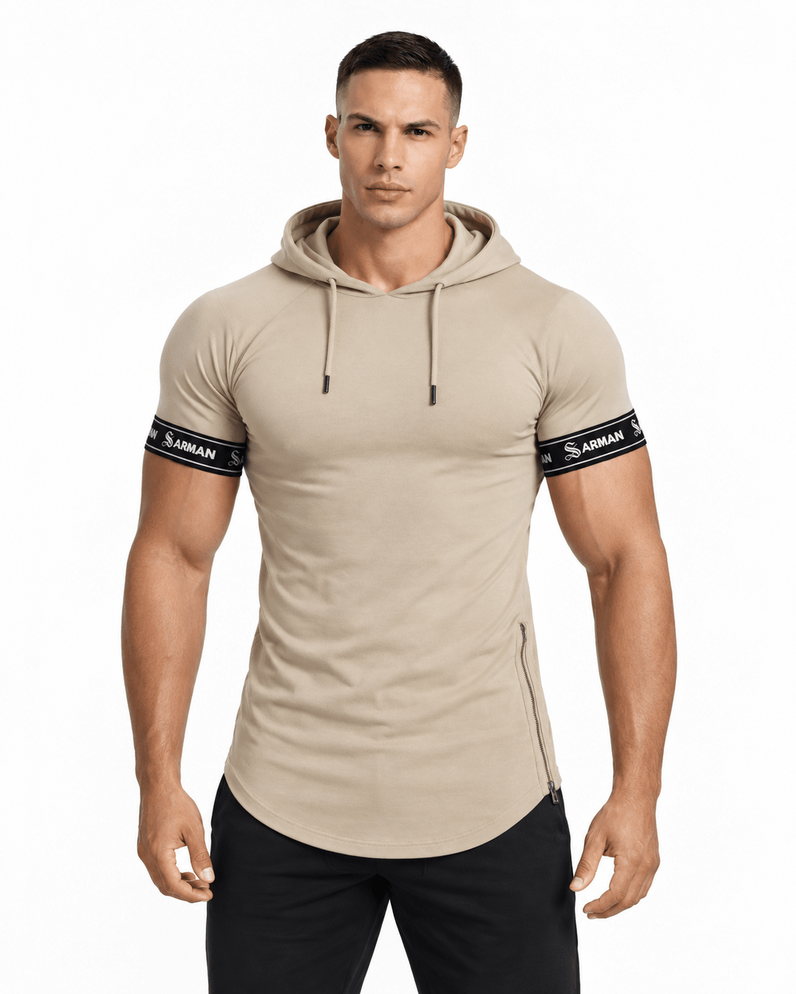 Wuzunami 21 - Hood T-shirt With Straps for Men - Sarman Fashion - Wholesale Clothing Fashion Brand for Men from Canada