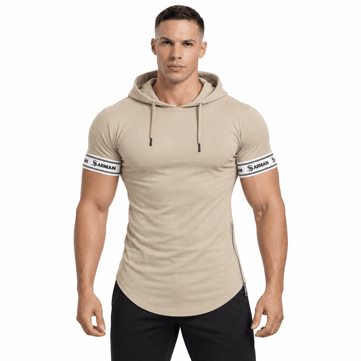 Wuzunami 21 - Hood T-shirt With Straps for Men - Sarman Fashion - Wholesale Clothing Fashion Brand for Men from Canada