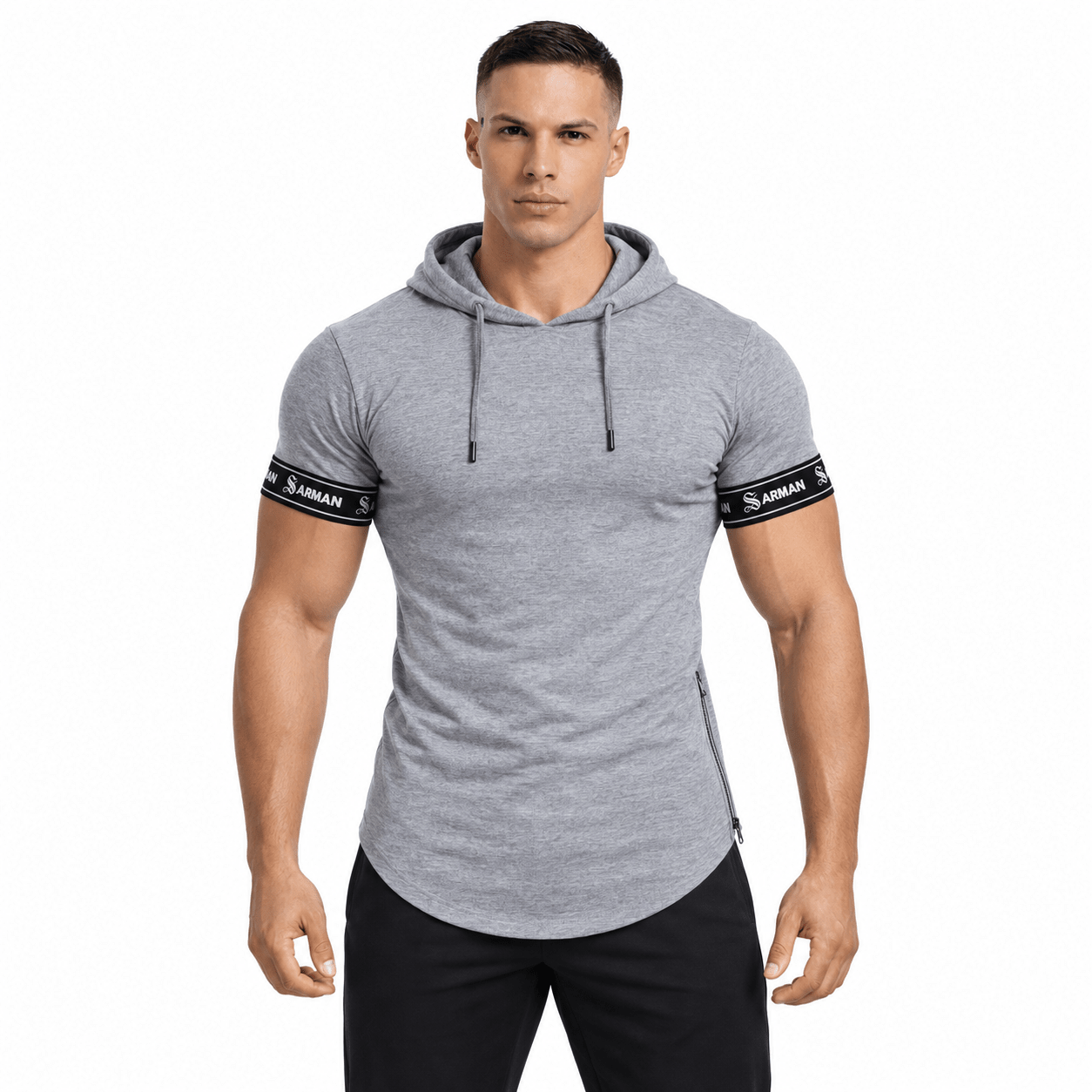 Wuzunami 23 - Hood T-shirt With Straps for Men - Sarman Fashion - Wholesale Clothing Fashion Brand for Men from Canada