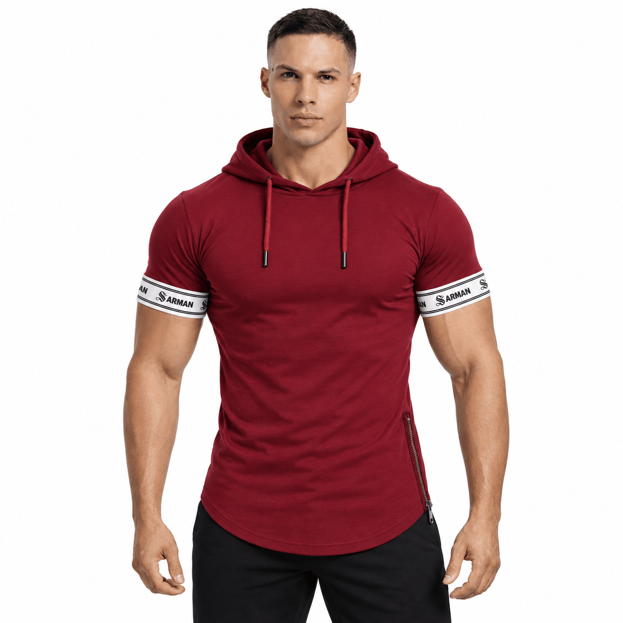 Wuzunami 24 - Hood T-shirt With Straps for Men - Sarman Fashion - Wholesale Clothing Fashion Brand for Men from Canada