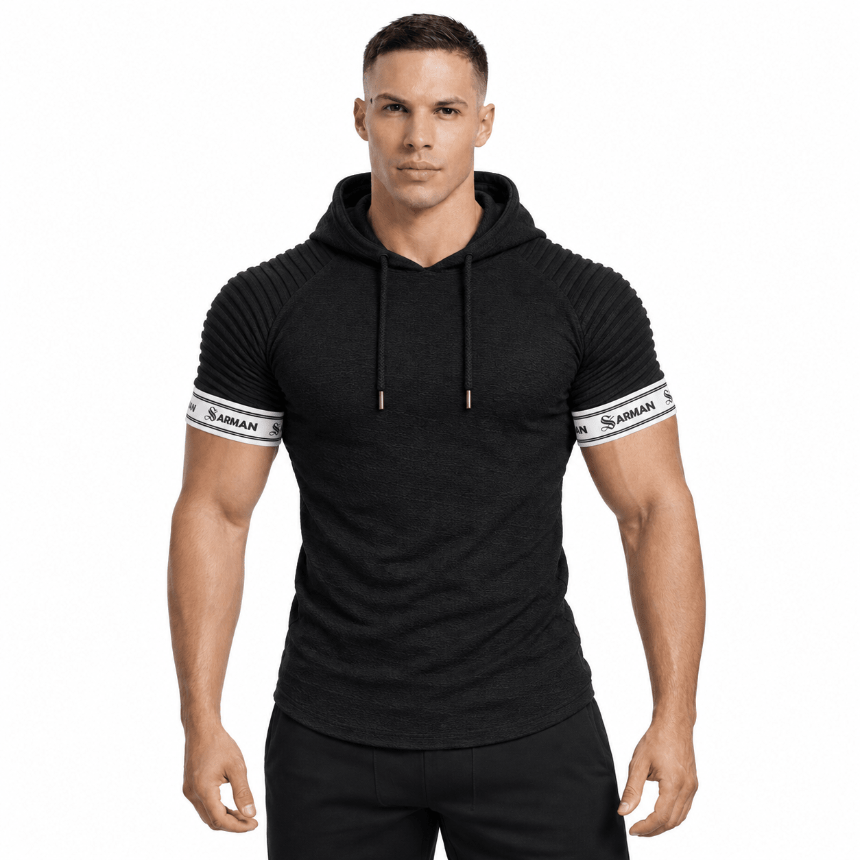 Wuzunami 26 - Hood T-shirt With Straps for Men - Sarman Fashion - Wholesale Clothing Fashion Brand for Men from Canada
