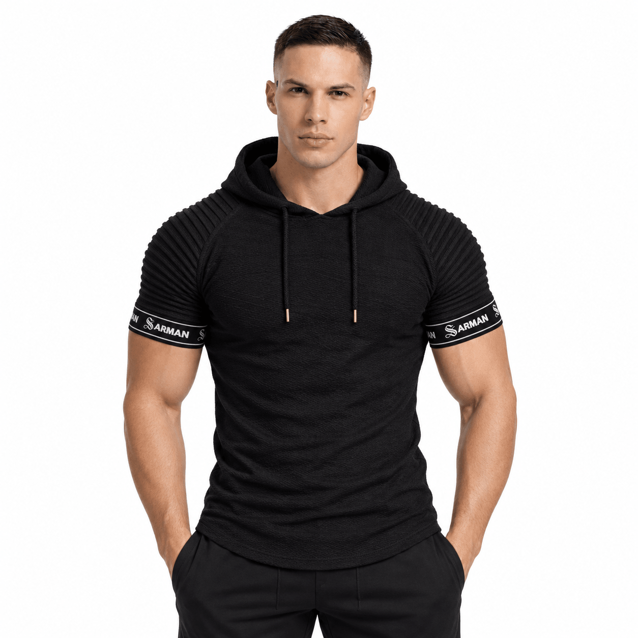Wuzunami 26 - Hood T-shirt With Straps for Men - Sarman Fashion - Wholesale Clothing Fashion Brand for Men from Canada