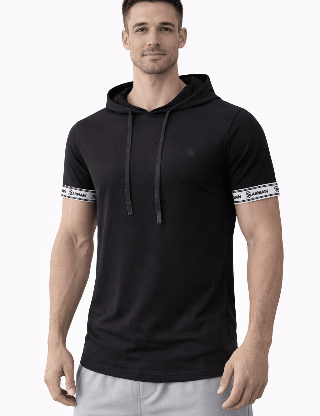 Wuzunami - Hood T-shirt With Straps for Men - Sarman Fashion - Wholesale Clothing Fashion Brand for Men from Canada