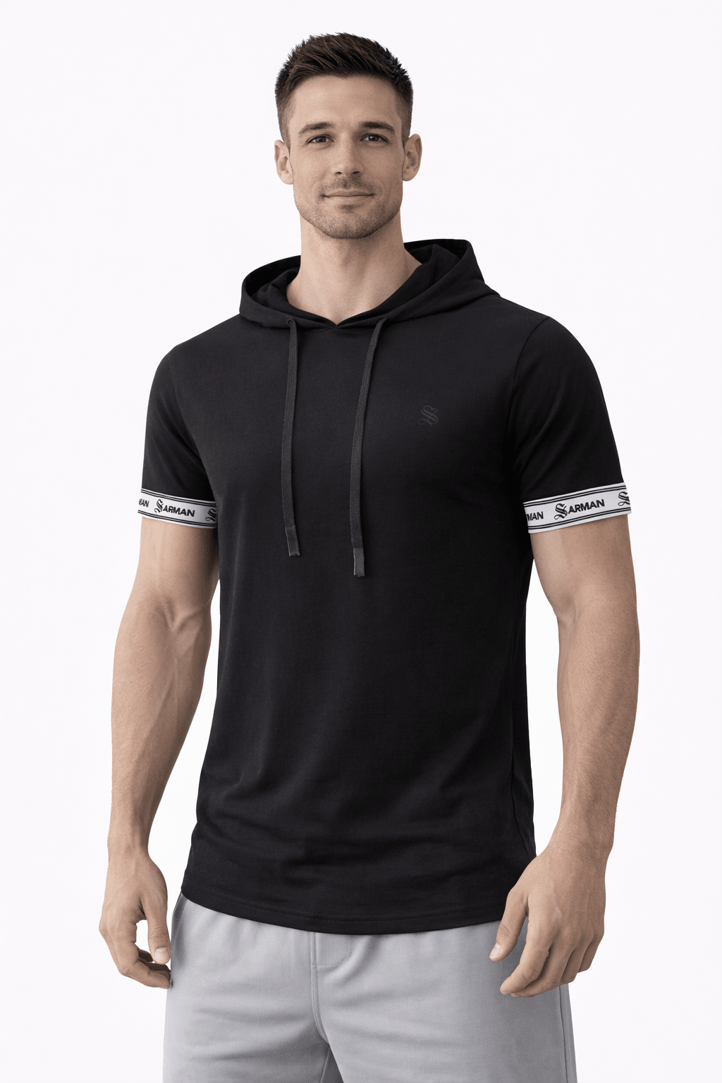 Wuzunami - Hood T-shirt With Straps for Men - Sarman Fashion - Wholesale Clothing Fashion Brand for Men from Canada