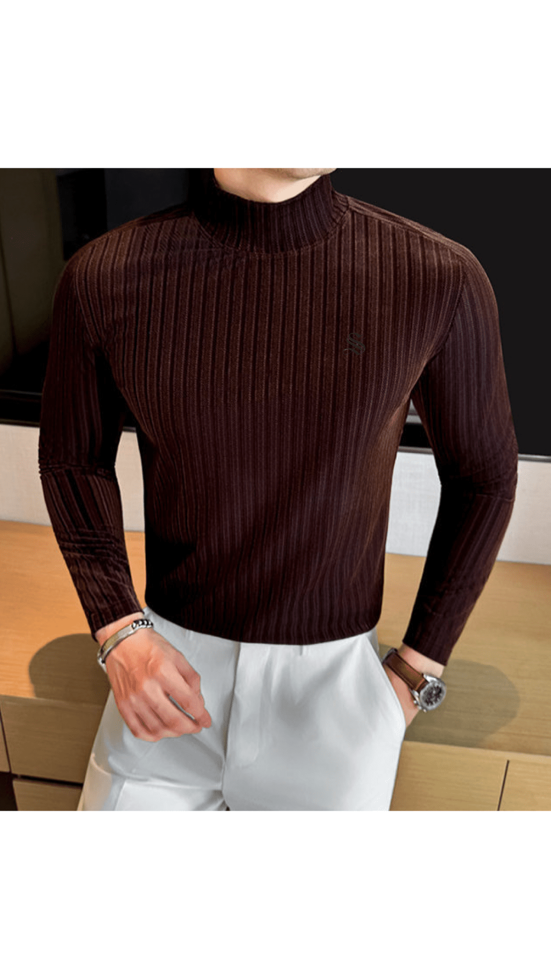 XaoP2 - High Neck Long Sleeve Shirt for Men - Sarman Fashion - Wholesale Clothing Fashion Brand for Men from Canada