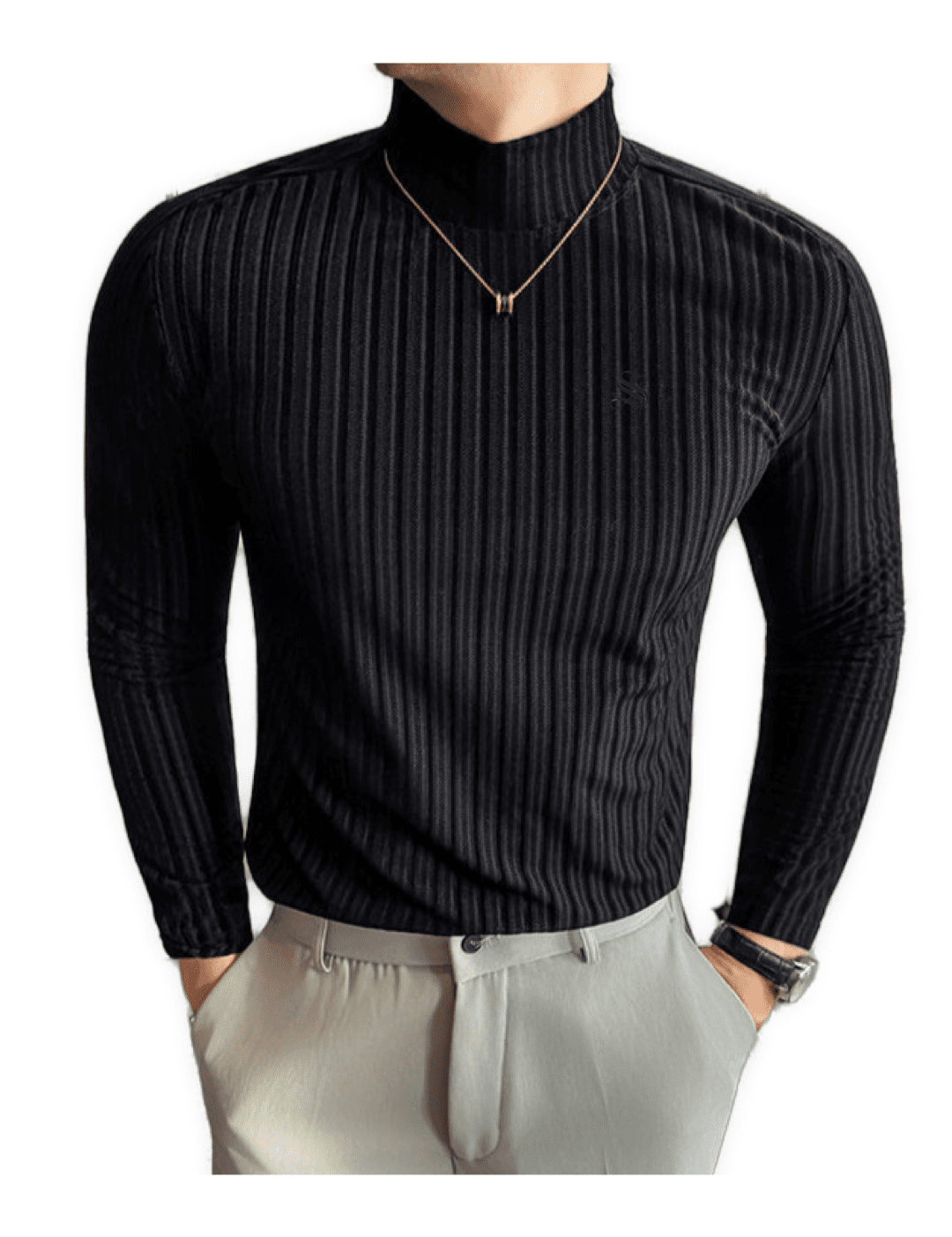 XaoP2 - High Neck Long Sleeve Shirt for Men - Sarman Fashion - Wholesale Clothing Fashion Brand for Men from Canada