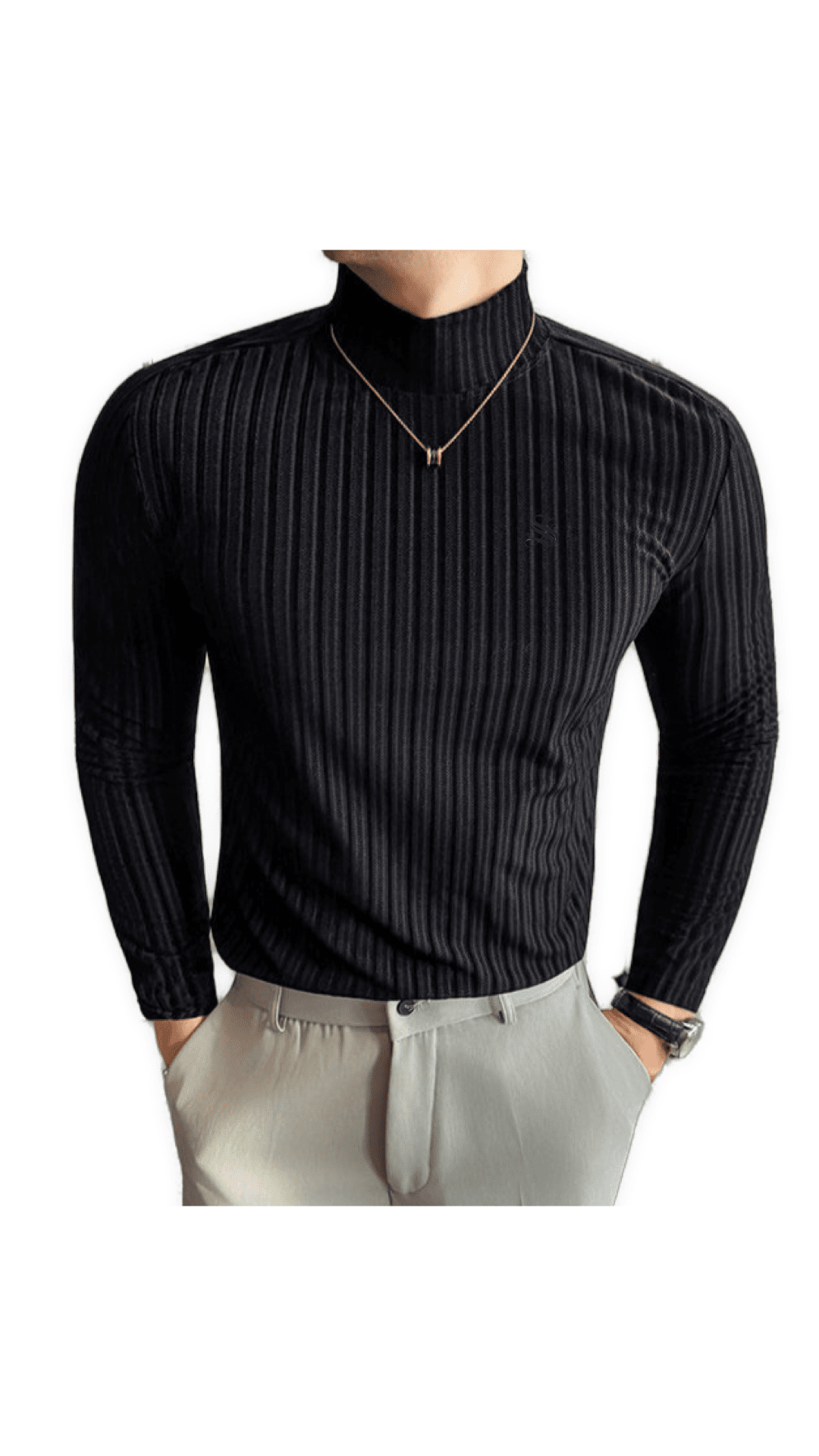 XaoP2 - High Neck Long Sleeve Shirt for Men - Sarman Fashion - Wholesale Clothing Fashion Brand for Men from Canada