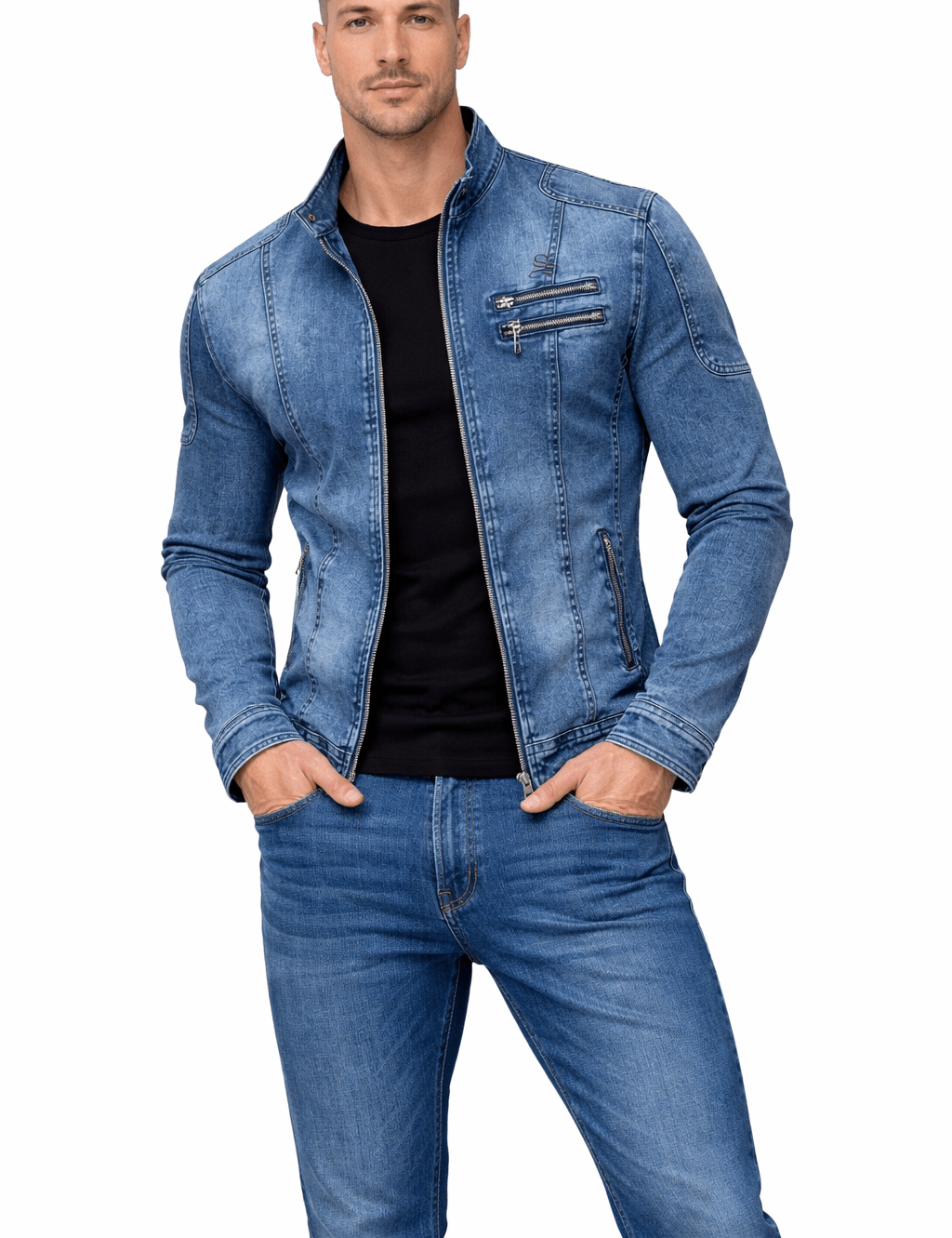 XLKO - Long Sleeve Jeans Jacket for Men - Sarman Fashion - Wholesale Clothing Fashion Brand for Men from Canada
