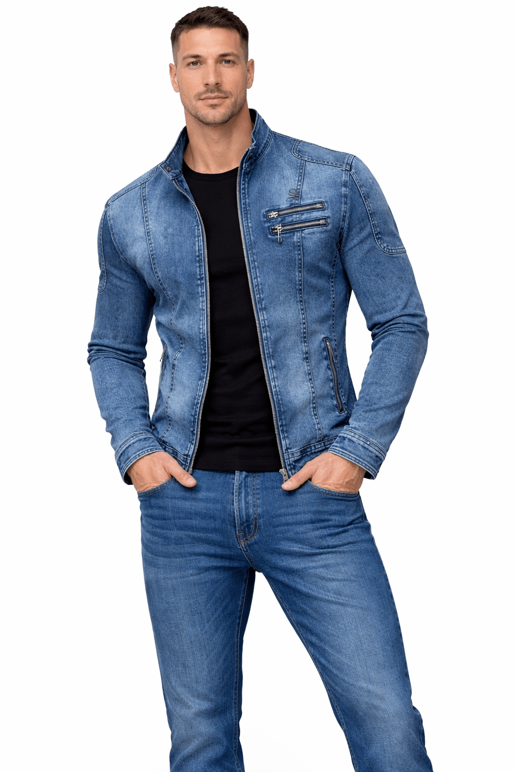 XLKO - Long Sleeve Jeans Jacket for Men - Sarman Fashion - Wholesale Clothing Fashion Brand for Men from Canada