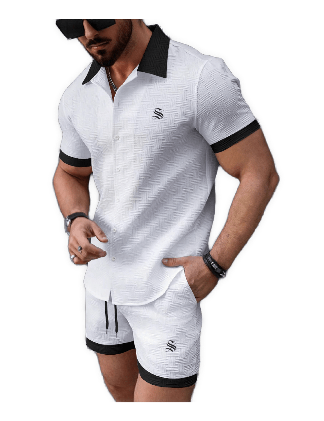 XLOP - Complete Set Short Sleeves Shirt & Shorts for Men - Sarman Fashion - Wholesale Clothing Fashion Brand for Men from Canada
