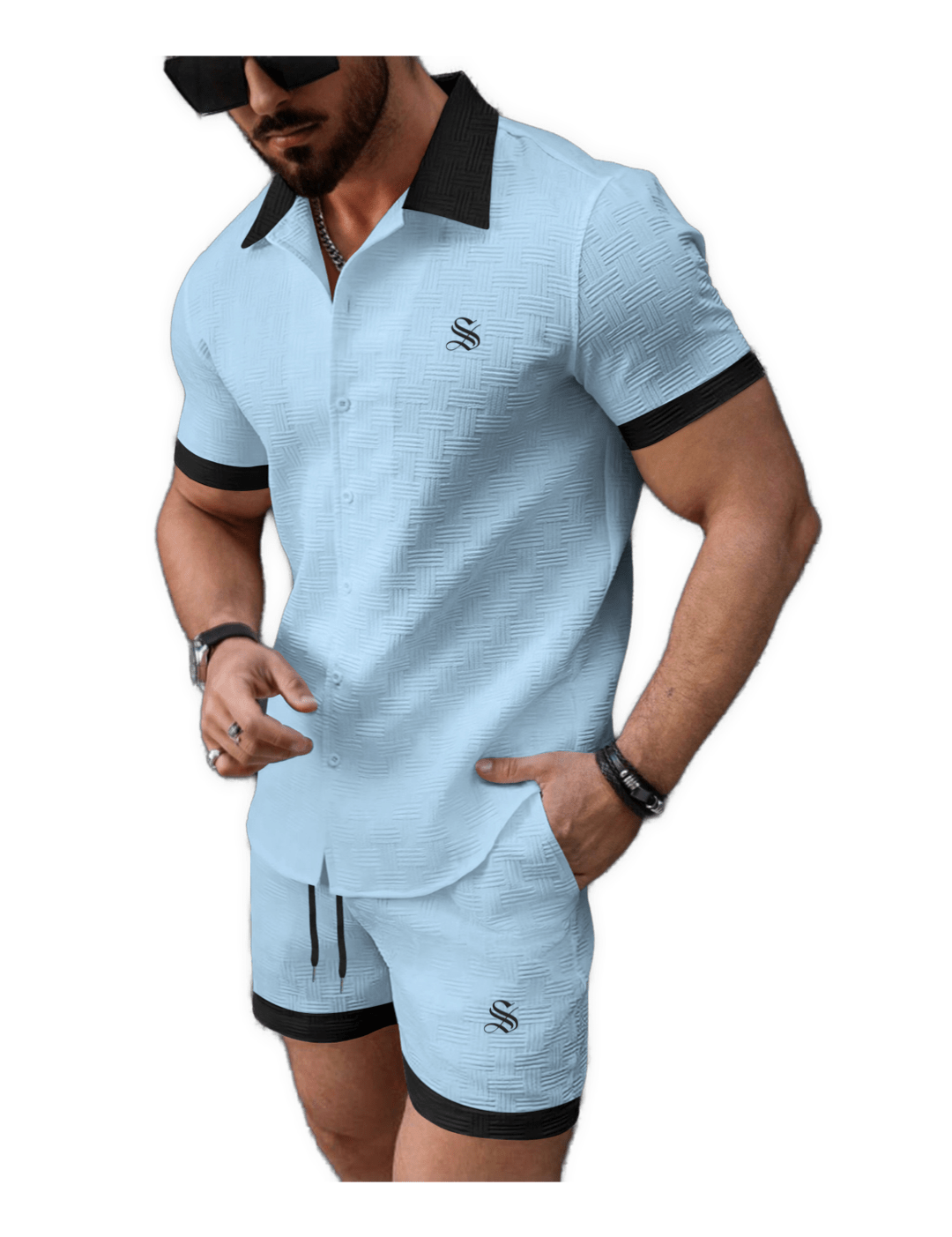 XLOP - Complete Set Short Sleeves Shirt & Shorts for Men - Sarman Fashion - Wholesale Clothing Fashion Brand for Men from Canada