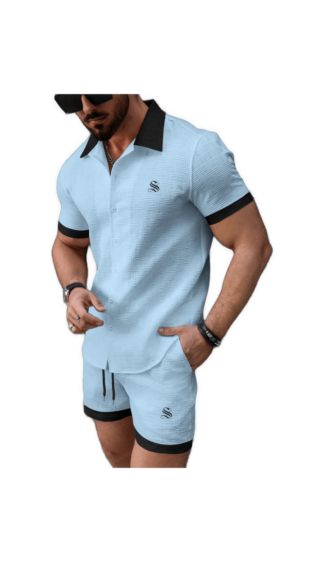XLOP - Complete Set Short Sleeves Shirt & Shorts for Men - Sarman Fashion - Wholesale Clothing Fashion Brand for Men from Canada