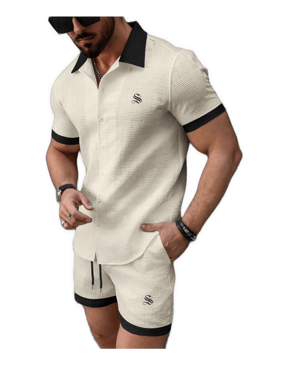 XLOP - Complete Set Short Sleeves Shirt & Shorts for Men - Sarman Fashion - Wholesale Clothing Fashion Brand for Men from Canada