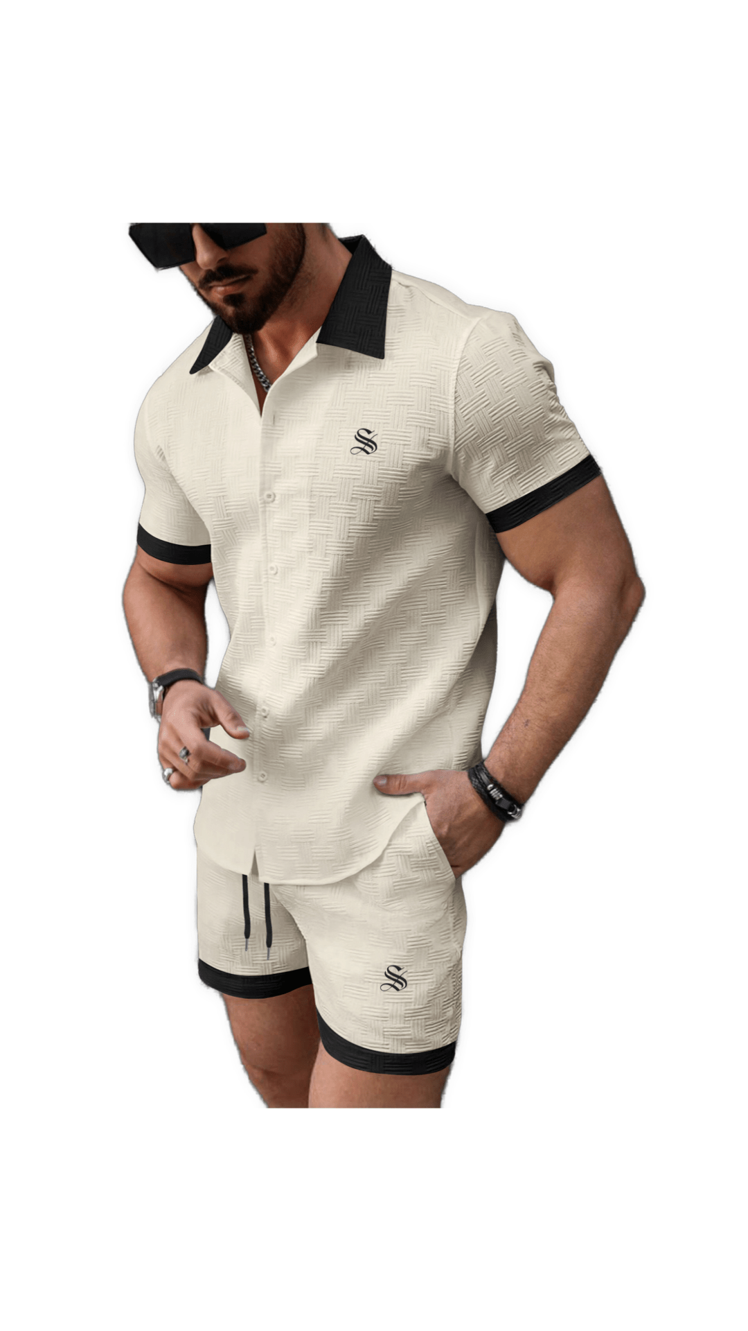 XLOP - Complete Set Short Sleeves Shirt & Shorts for Men - Sarman Fashion - Wholesale Clothing Fashion Brand for Men from Canada