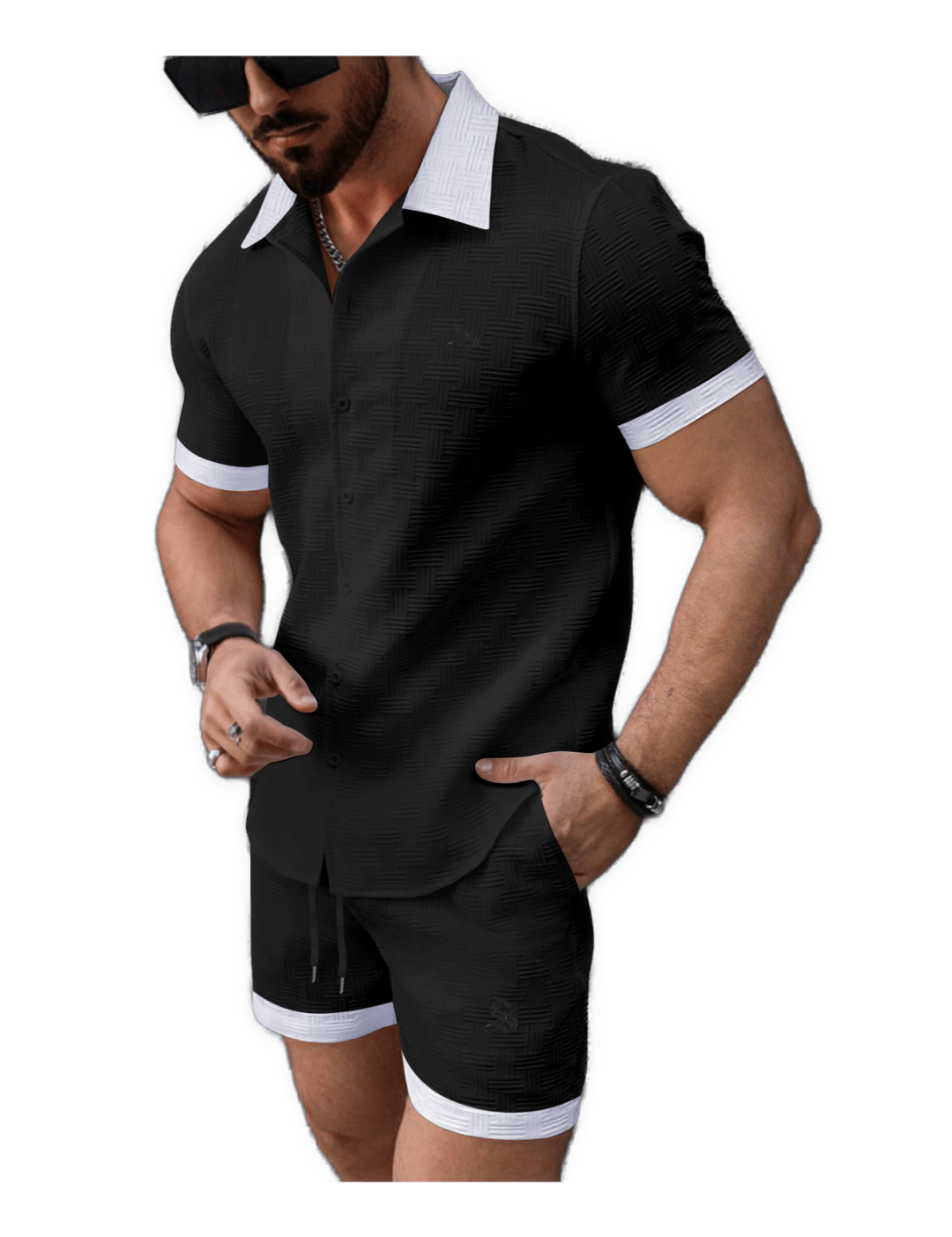 XLOP - Complete Set Short Sleeves Shirt & Shorts for Men - Sarman Fashion - Wholesale Clothing Fashion Brand for Men from Canada