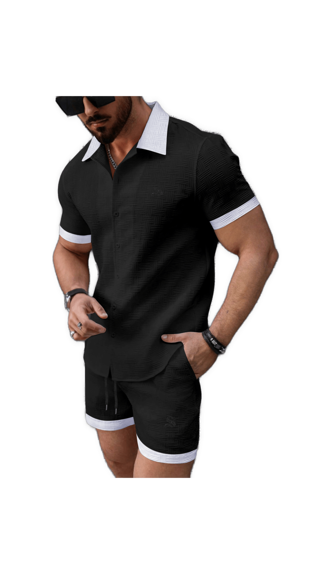 XLOP - Complete Set Short Sleeves Shirt & Shorts for Men - Sarman Fashion - Wholesale Clothing Fashion Brand for Men from Canada