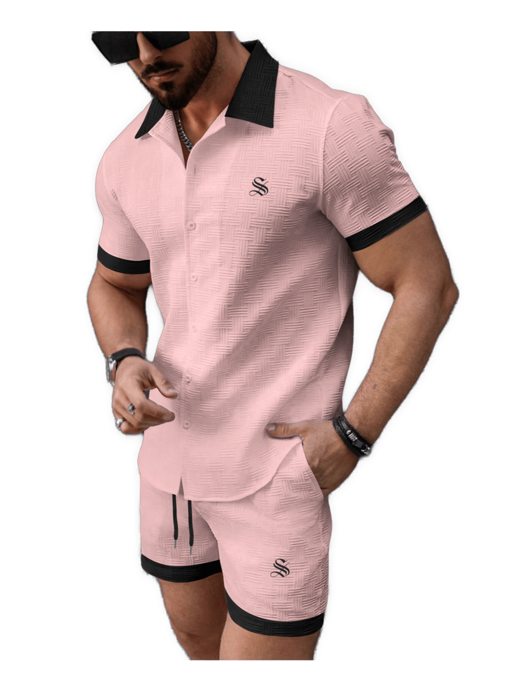 XLOP - Complete Set Short Sleeves Shirt & Shorts for Men - Sarman Fashion - Wholesale Clothing Fashion Brand for Men from Canada