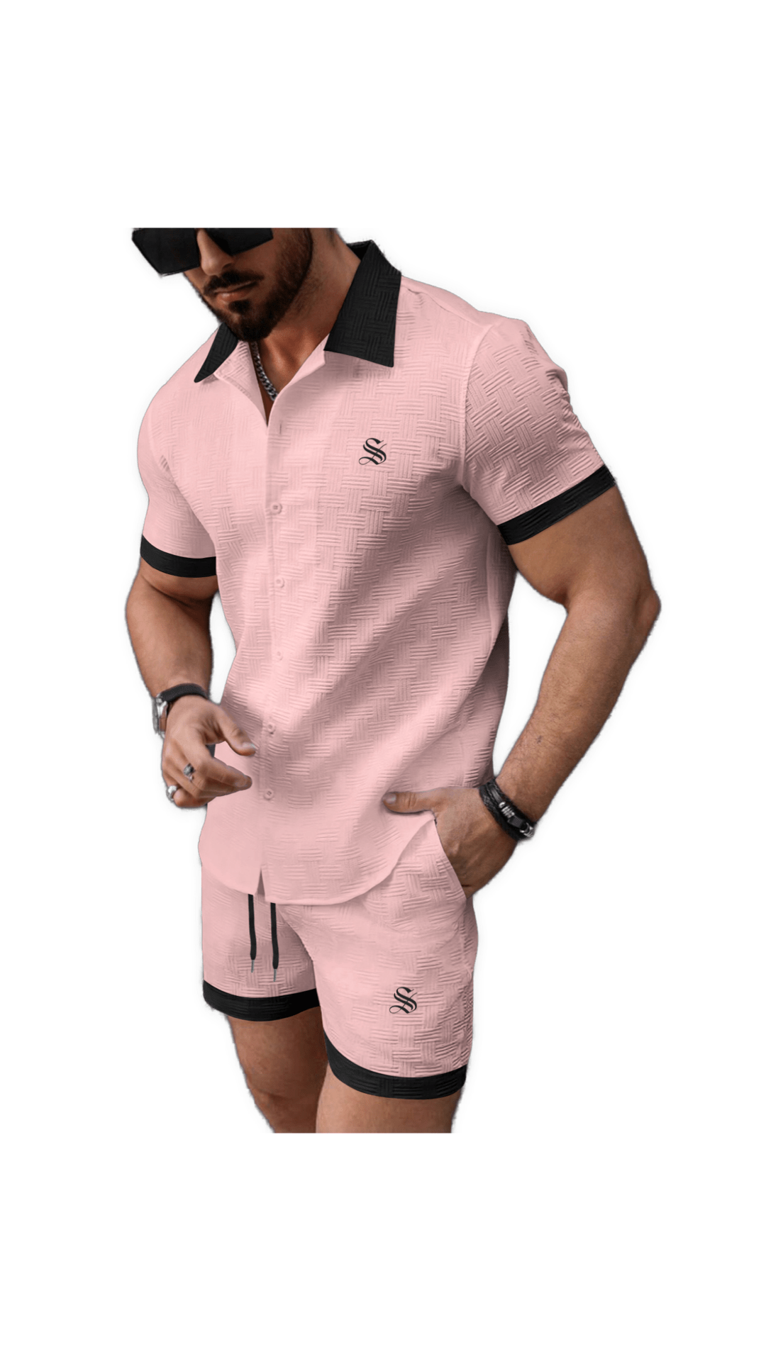 XLOP - Complete Set Short Sleeves Shirt & Shorts for Men - Sarman Fashion - Wholesale Clothing Fashion Brand for Men from Canada