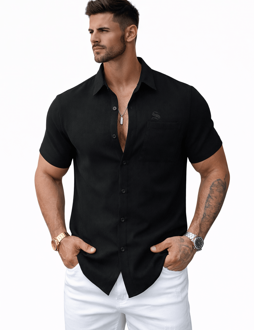 Xuzibo 10 - Short Sleeves Shirt for Men - Sarman Fashion - Wholesale Clothing Fashion Brand for Men from Canada