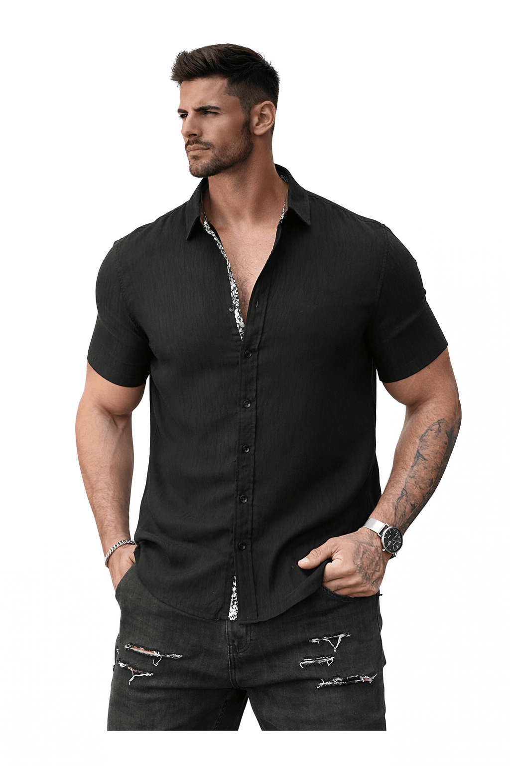 Xuzibo 14 - Short Sleeves Shirt for Men - Sarman Fashion - Wholesale Clothing Fashion Brand for Men from Canada