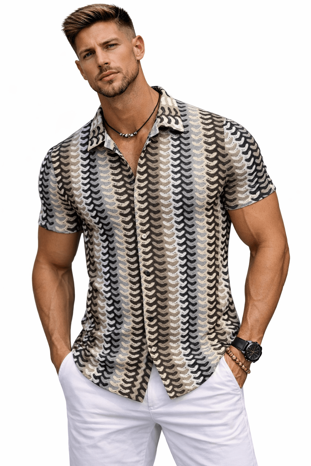 Xuzibo 3AA - Short Sleeves Shirt for Men - Sarman Fashion - Wholesale Clothing Fashion Brand for Men from Canada