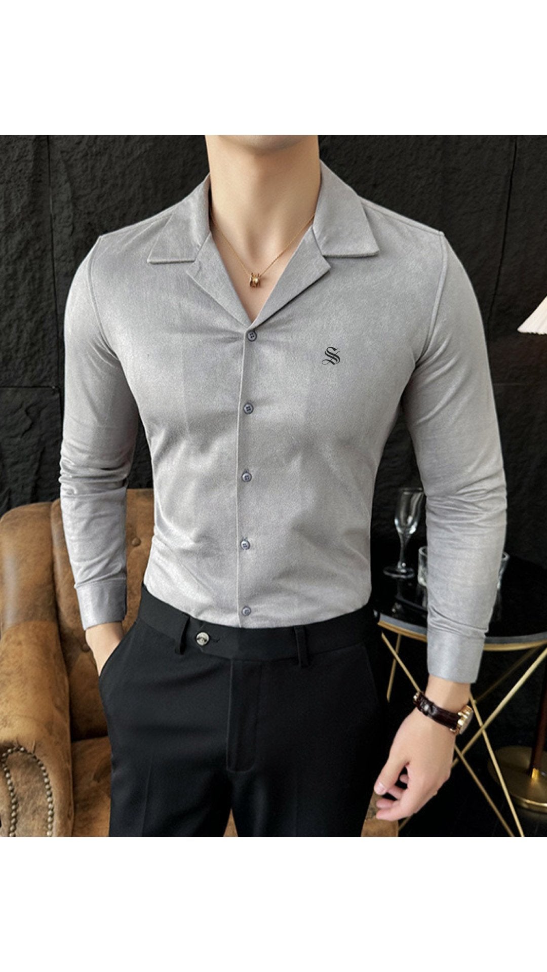 YYTYI - Long Sleeves Shirt for Men - Sarman Fashion - Wholesale Clothing Fashion Brand for Men from Canada