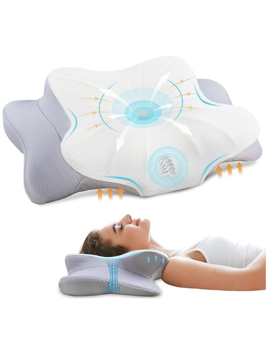 ZIMA 1 - Memory Foam Pillow for Neck and Shoulder 2 in 1 Pillow for Sleeping, Memory Foam Neck Pillows Neck Support Pillow for Side Back Stomach Sleepers Cooling Pillow with Pillowcase - Sarman Fashion - Wholesale Clothing Fashion Brand for Men from Canada