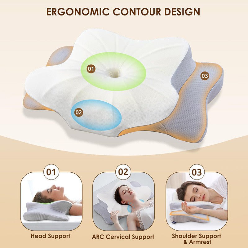 ZIMA 1 - Memory Foam Pillow for Neck and Shoulder 2 in 1 Pillow for Sleeping, Memory Foam Neck Pillows Neck Support Pillow for Side Back Stomach Sleepers Cooling Pillow with Pillowcase - Sarman Fashion - Wholesale Clothing Fashion Brand for Men from Canada