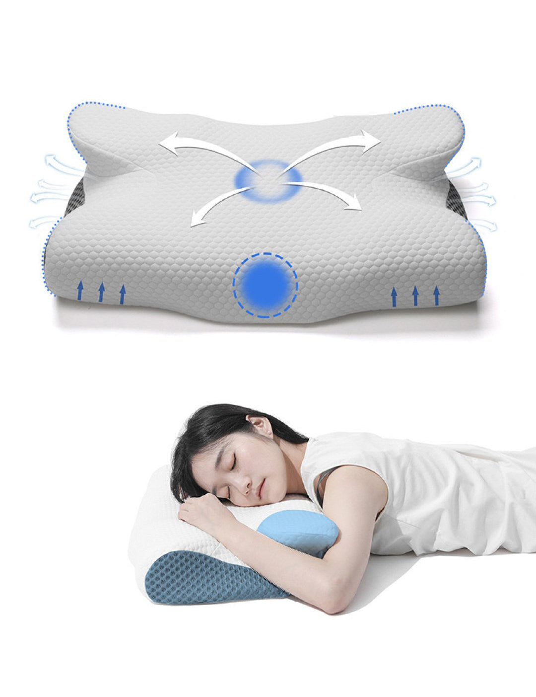 ZIMA 4 - Memory Foam Pillow for Neck and Shoulder 2 in 1 Pillow for Sleeping, Memory Foam Neck Pillows Neck Support Pillow for Side Back Stomach Sleepers Cooling Pillow with Pillowcase - Sarman Fashion - Wholesale Clothing Fashion Brand for Men from Canada