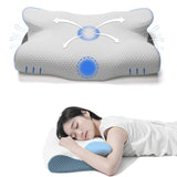 ZIMA 4 - Memory Foam Pillow for Neck and Shoulder 2 in 1 Pillow for Sleeping, Memory Foam Neck Pillows Neck Support Pillow for Side Back Stomach Sleepers Cooling Pillow with Pillowcase - Sarman Fashion - Wholesale Clothing Fashion Brand for Men from Canada